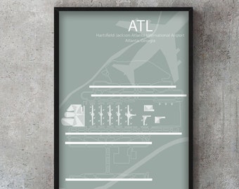 ATL - Airport Map Poster - Hartsfield-Jackson Atlanta International Airport Map Poster Wall Art - Atlanta Georgia