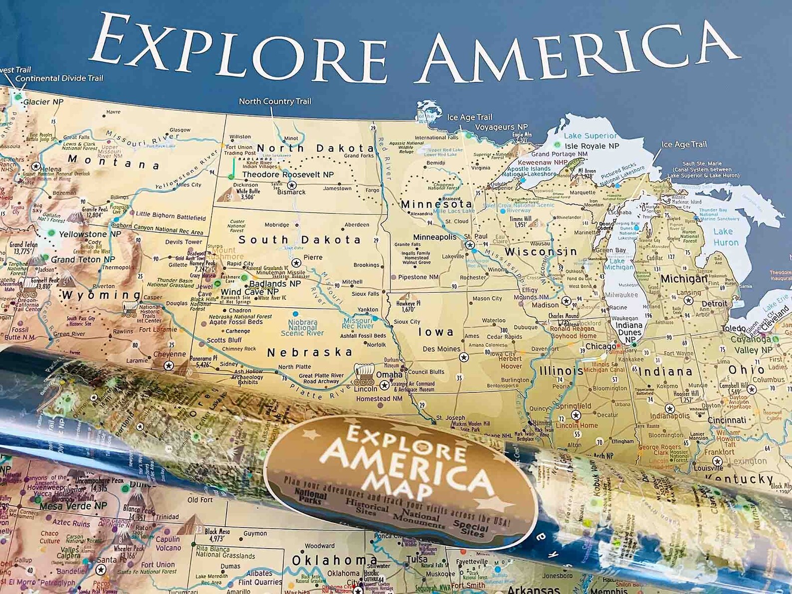 Landform Map of the USA and National Parks USA Elevation Map Etsy