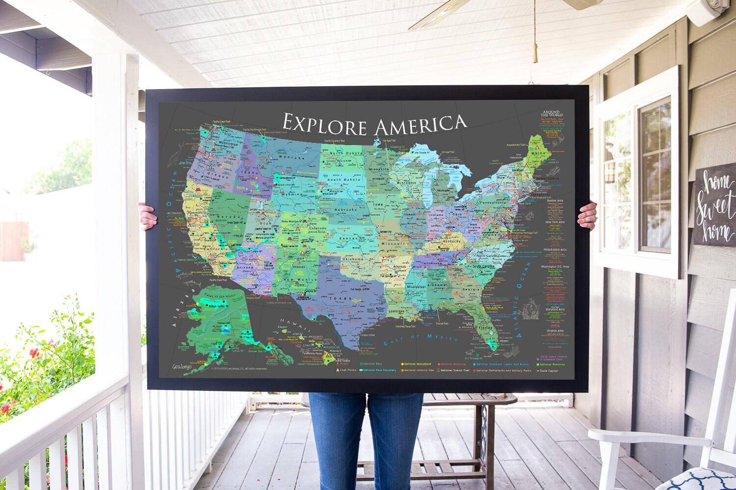 USA Push Pin Map, National Parks Map, Checklist, Framed Pin Map or Ma…