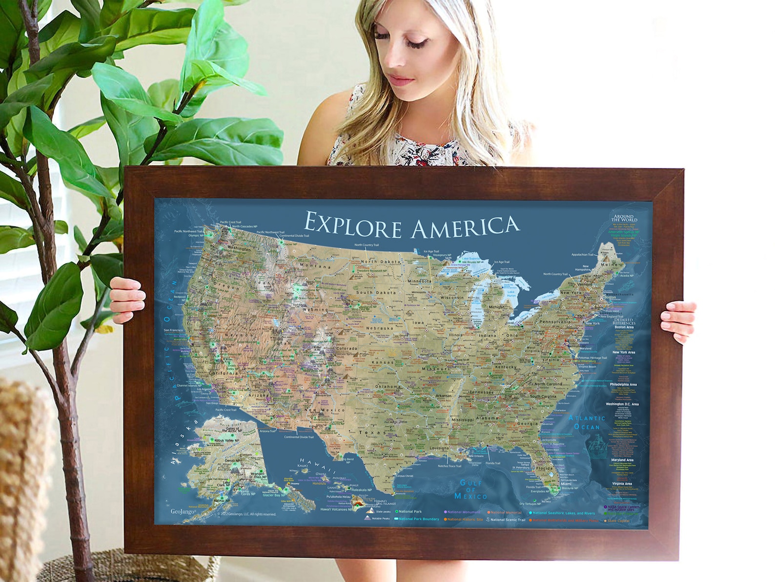 Landform Map of the USA and National Parks USA Elevation Map Etsy
