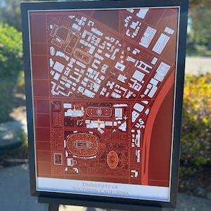USC Campus Map, Student Graduation Gift, Trojan Sports Poster, University of Southern California Map Art, College Print