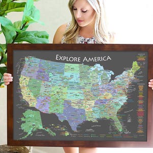 USA Travel Tracker National Park Map with Historic Route 66 and Special Sites Across the USA - Created by a Professional Geographer