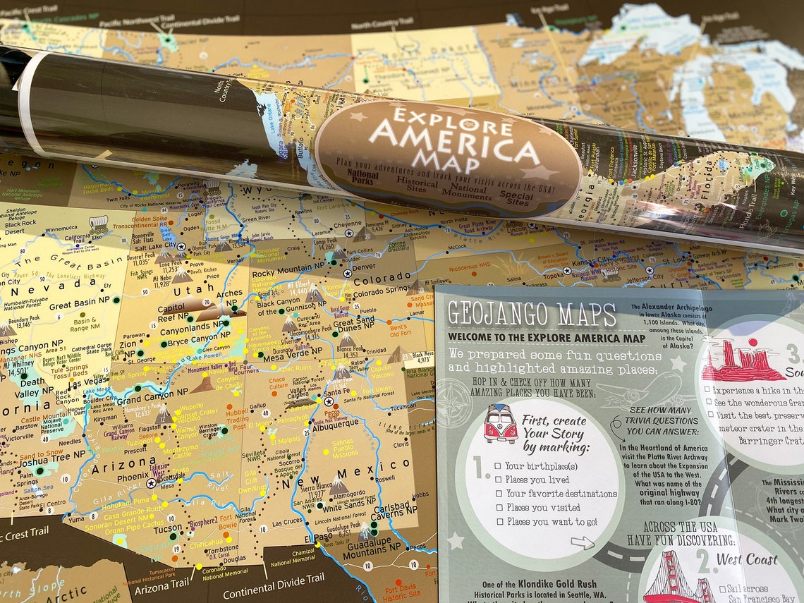 RV Travel Map RV Travel Decor Explore America Map Choose Etsy