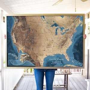 National Parks Push Pin Map of the United States - Rolled Poster, Framed or Stretched Canvas