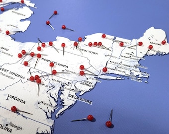 USA States and Capitals Map with Pins for Travel, Custom US Adventure Map, Push Pin Map