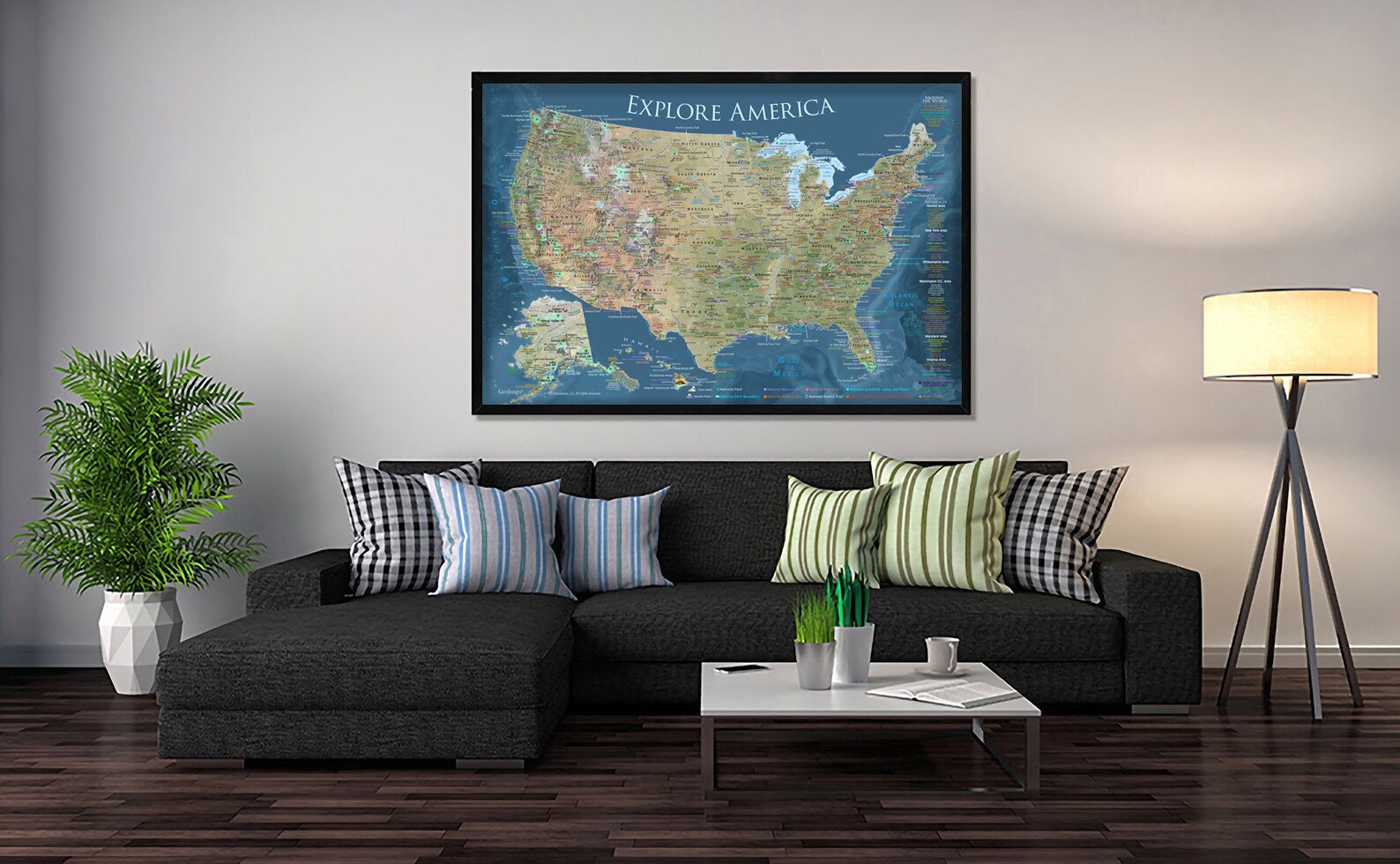 Landform Map of the USA and National Parks USA Elevation Map Etsy