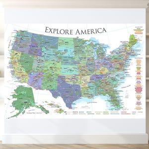 USA Map Wall Decal - USA Map - USA White - Wall Sticker Room Decor Map Decor - Educational Map