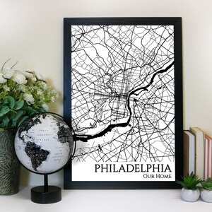 Philadelphia Pennsylvania City Map - Framed Push Pin City Map Wall Art