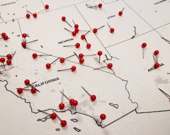 USA Push Pin Travel Map with Pins Labeled with States, Custom US Political Map Adventure, Handmade Mother's Day Pinboard