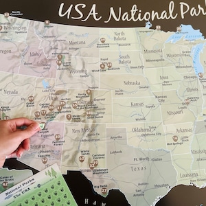 National Parks Sticker Map, Mark Your USA Travels, Bucket List Checklist, Cleaner than Scratch-Off with Flexible Vinyl Stickers