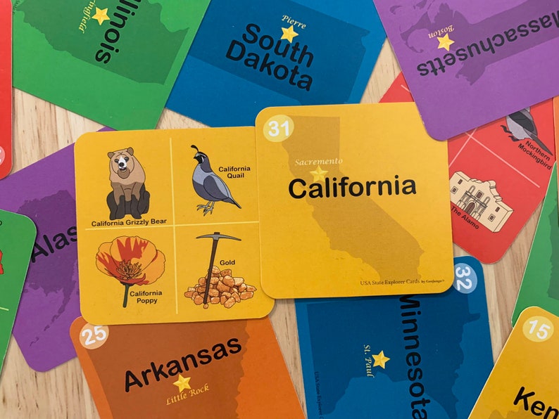 USA Map for Kids Illustrated United States Geography Games Etsy