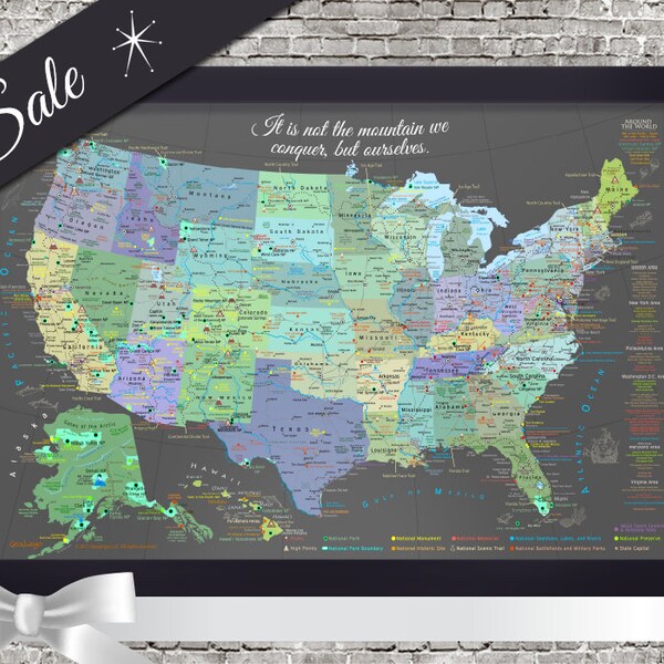 National Park Map - Large Canvas Framed Map - Special Sale