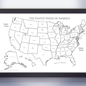 USA Map Poster 30x20 Inches Coloring Map Countries Outline Election Map ...
