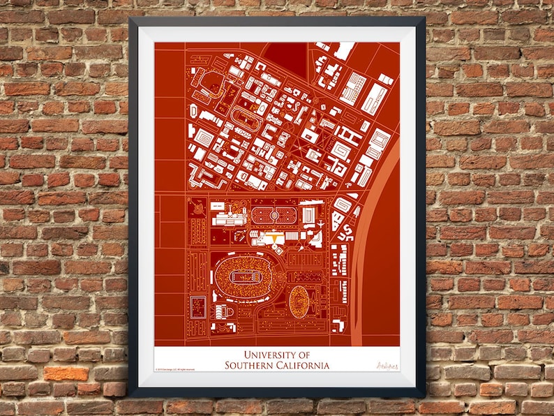 Usc Maproute USC Campus Map, Student Graduation Gift, Trojan Sports Poster ...
