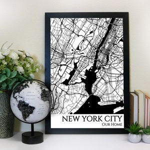 New York City Map - Framed Push Pin City Map Wall Art