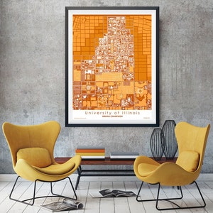 University of Illinois Graduation Gift, Campus Map, Alumni | College Map | Geography Gifts | UIUC | Fighting Illini
