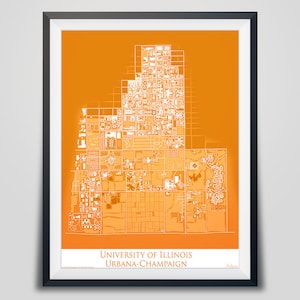 University of Illinois Graduation Gift, College Map,  Alumni Gifts, UIUC, College Poster, Professional Geography Made in the USA