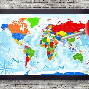 Oh The Places You Ll Go Map Oh The Places You'll Go Map World Pin Map For Kids | Etsy