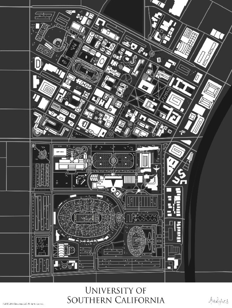 Usc Maproute USC Campus Map, Student Graduation Gift, Trojan Sports Poster ...