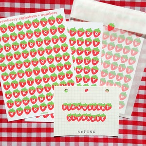 Polco et Journal/Bujo Deco, Alphabets Fraise + Feuille d’autocollants Nombres
