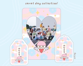 svt seventeen carat day collection sticker toploader and acrylic keyring