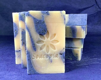 Frankincense Lemongrass Exfoliating Bar Soap, Shea Butter, Coconut Oil, Poppy Seeds