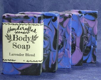 Handcrafted Lavender Clary Sage Cedarwood Patchouli Body Soap, Shea Butter Coconut Oil Blend
