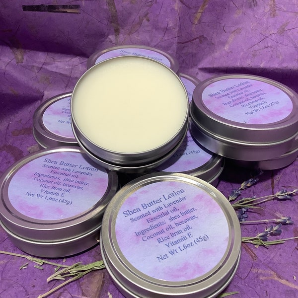 Shea Butter Lotion, Lavender Lotion Tin, Travel Size Hand Lotion, Moisturizer, Leave Moisturizer, Foot Lotion, Elbow Lotion, Solid Lotion