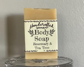 Rosemary Tea Tree Soap with Yellow Brazilian Clay, Fresh Scent, Handmade Soap Bar