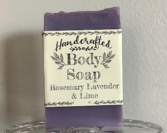 Handmade Lavender Rosemary Body Soap, Purple Brazilian Clay, Shea Butter, Coconut Oil