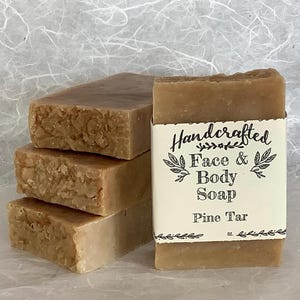 Pine Tar Soap: Sensitive Skin, Shea and Mango Butter (4.6 oz), Handmade Soap Bar