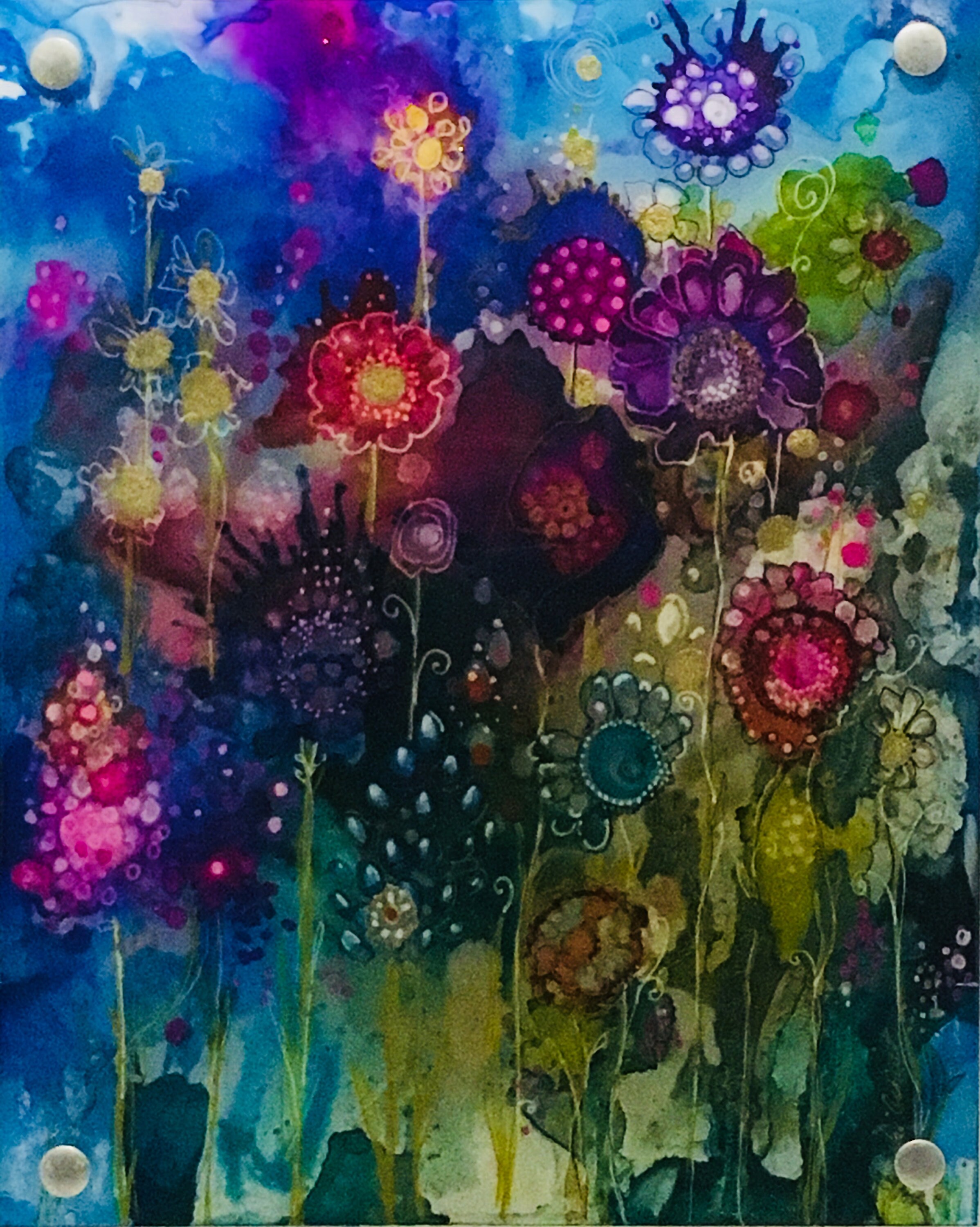 Alcohol Ink Floral Painting on Plexiglass Colorful Urban Etsy
