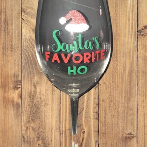 FREE SHIPPING!! Santa's Favorite Ho Christmas Wine Glass 