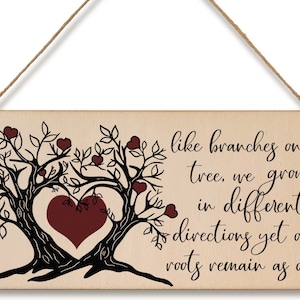 Like Branches on a Tree We Grow Roots Remain Handmade Wooden Hanging Wall Plaque Sentimental Family Gift Decoration