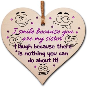 Handmade Wooden Hanging Heart Plaque Gift Perfect for Sisters Lovely Friendship Keepsake