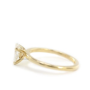 14k Solid Gold Pear Shape Brilliant Cut Diamond Engagement Ring,Simple Diamond Engagement Ring,Prongs Ring,Pear Diamond Cut image 5