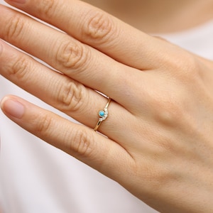 14k Gold Engagement Ring ,Natural Turquoise Wedding Ring,Diamond Crown Cluster Ring,Stacking Ring,Diamond Ring