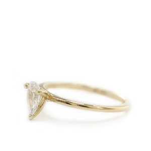 14k Solid Gold Pear Shape Brilliant Cut Diamond Engagement Ring,Simple Diamond Engagement Ring,Prongs Ring,Pear Diamond Cut image 6