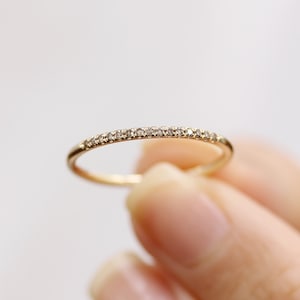 14k Solid Yellow Gold Champagne Diamonds Wedding Band In Pave Set,Half Eternity Champagne Diamond Wedding Band,Simple Wedding band