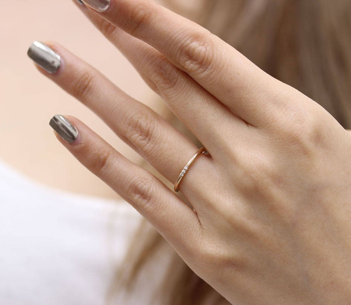 14k Solid Yellow Gold Diamond Wedding Ring Diamond Knuckle - Etsy