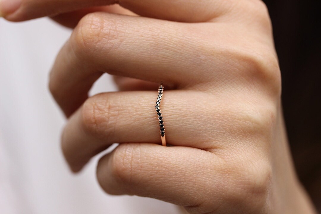 Black Diamond Ring Thin Black Band Ring Buy Black Diamond Curved