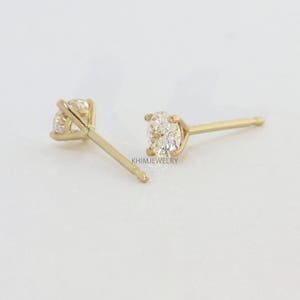 Diamond Studs,4 Prong Martini Setting Stud, 14 Yellow Gold, White Gold Earrings, 1/2 ct, Round Brilliant Cut Diamond Earrings image 3