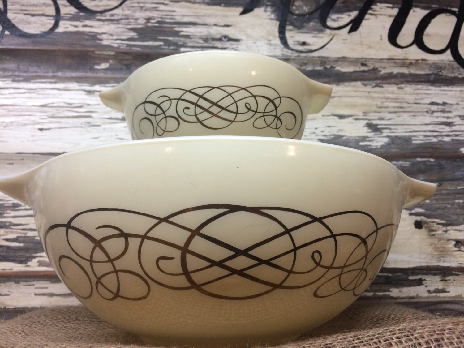 Vintage Pyrex Deluxe Chip and Dip Set Golden Scroll Etsy