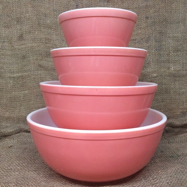 FULL SET - Vintage Pyrex Pink Mixing Bowl Set