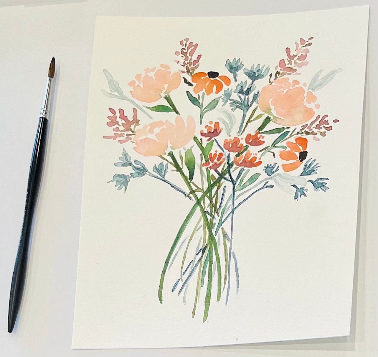 Watercolor Floral Bouquet. 8x10in. Original Art. Watercolor Flowers ...