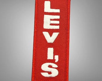 Vintage Style Levis Big E Red Tab Embroidered Sew On Patch 3.5 x 1.25&quot;