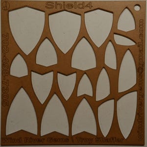 Cabochon Template - Number 9 - Shield 4 - Clear Acrylic - Designer Shapes