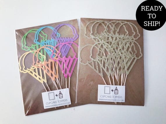 Ready To Ship! Ice Cream Themed Cupcake Topper - Ice Cream Themed Cupcake Toppers - Ice Cream Party - Ice Cream Theme - 12/pack Il_570xn