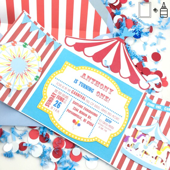 Carnival Invitation - Circus Invitation - Big Top Invitation - Birthday - Blank Card - Greeting Card - 10/pack Il_570xn