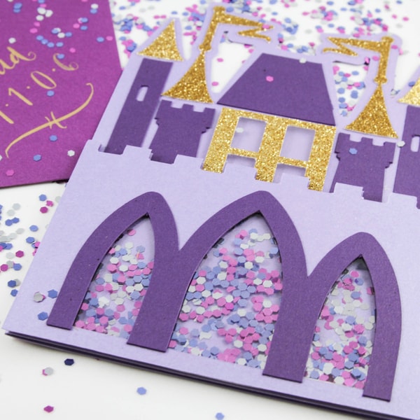 Princess Castle Invitation - Castle Invitation - Birthday - Shaker Card - Greeting Card - Custom Order Available -  10/pack